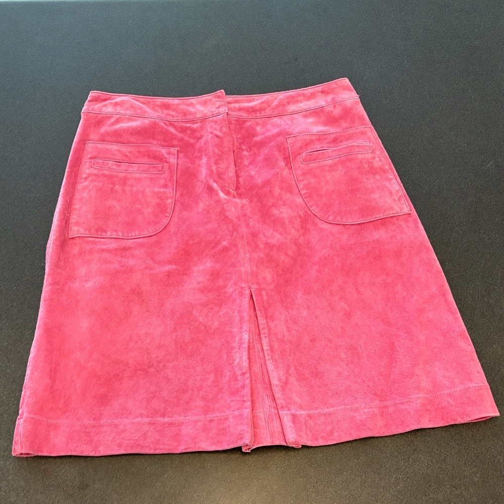 Lilly Pulitzer Hot Pink Suede Mini Skirt with Front Slit